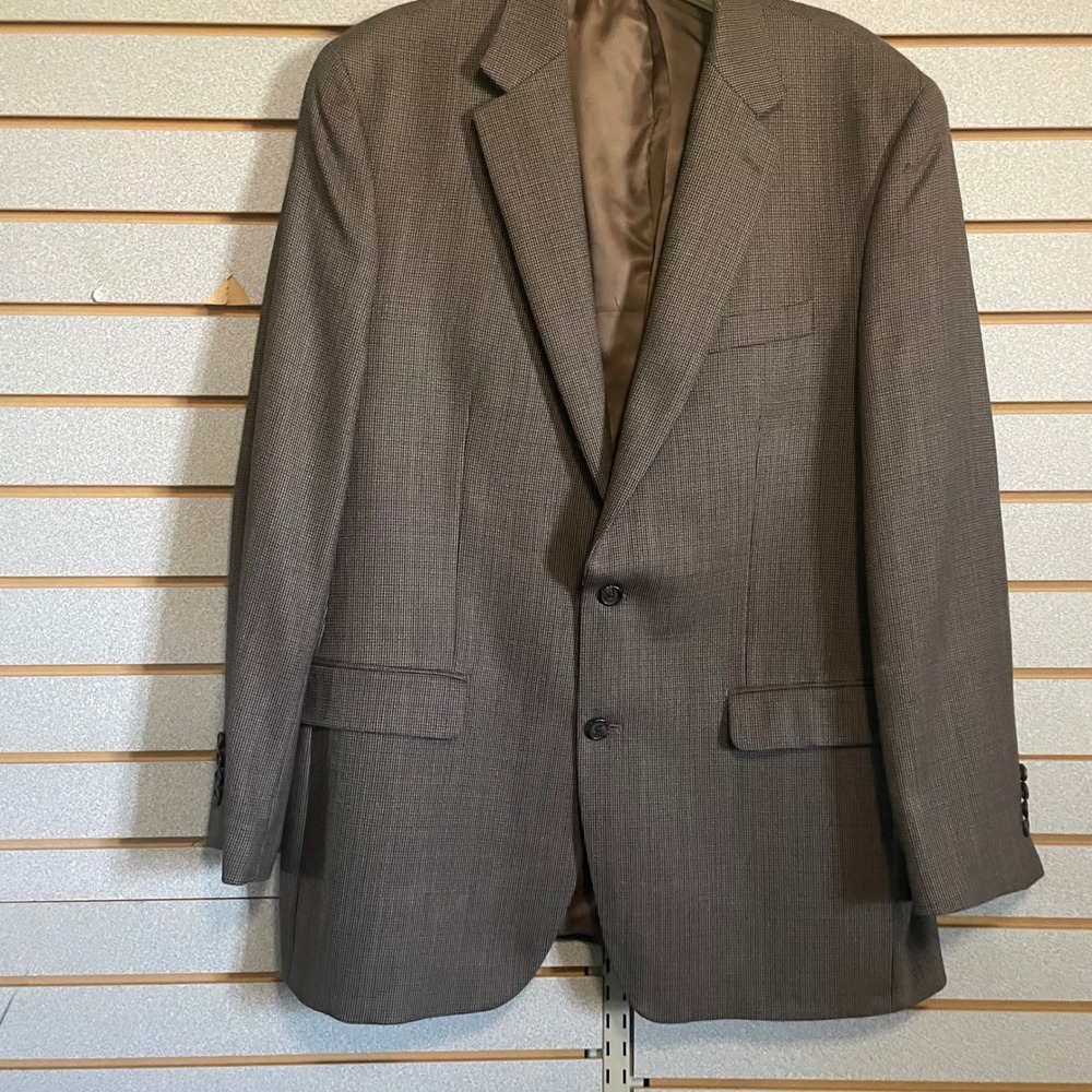 Ralph Lauren Dillard's 44L Brown Houndstooth‎ 100% Wool Blazer Jacket Men's